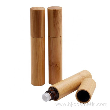 wholesale cosmetic high end essential oil packaging glass10ml bamboo roller bottle for perfume